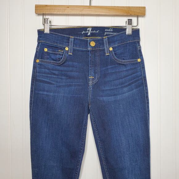 7 For All Mankind Women's Ankle Gwenevere Jeans Size 26 Ripped Knees Mid Rise - Picture 2 of 8